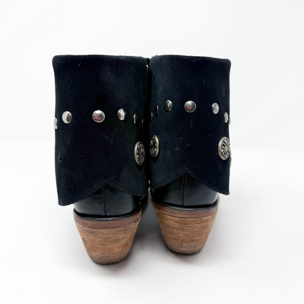 Justin X Reba Black Leather & Suede Western Ankle Boots Women's Size 9 - Picture 4 of 9